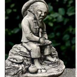 Sitting Man Catching Fish Sculpture Outdoor Fishing Decoration Concrete Fisherman Ornament Fisherman Lover Gift Yard Art Handmade - thumbnail 2