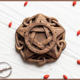 Candle Holder, Candlestick, Celtic, Home Altar, Pentagram, Wicca, Druid, Witches, Gaelic, Handmade - thumbnail 3
