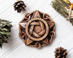 Candle Holder, Candlestick, Celtic, Home Altar, Pentagram, Wicca, Druid, Witches, Gaelic, Handmade - thumbnail 1
