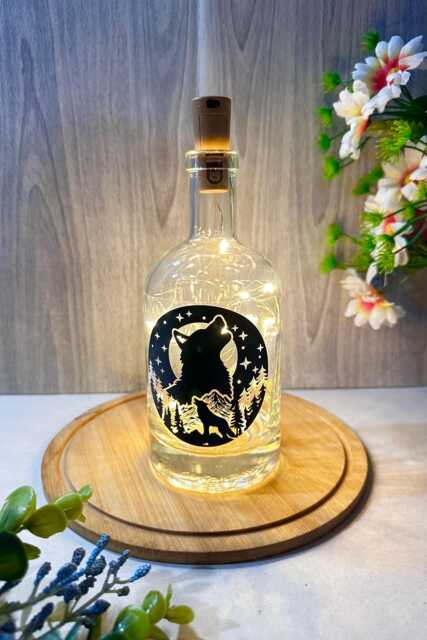 Wolf Bottle Light , Led Lamp, Decorative Light Up , Home Decor - image 1