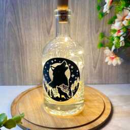 Wolf Bottle Light , Led Lamp, Decorative Light Up , Home Decor - thumbnail 3
