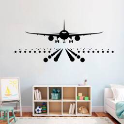 Passenger Aeroplane Vinyl Wall Art, Decal, Sticker, Transfer, Mural, Removable, Rent Friendly, Interior, Exterior, Full - 0007 - thumbnail 1