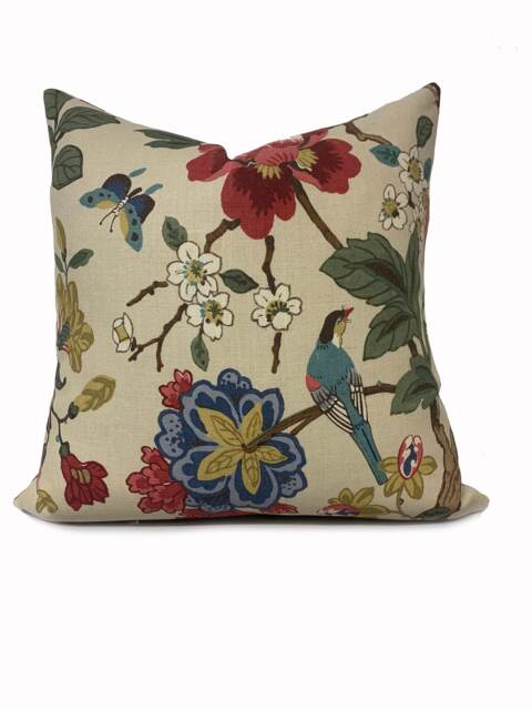 G.p & J Baker Crayford Print Persian Pomegranate Red/Green/Aqua Double Sided Cushion Cover Pillow - image 1
