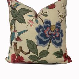 G.p & J Baker Crayford Print Persian Pomegranate Red/Green/Aqua Double Sided Cushion Cover Pillow - thumbnail 2