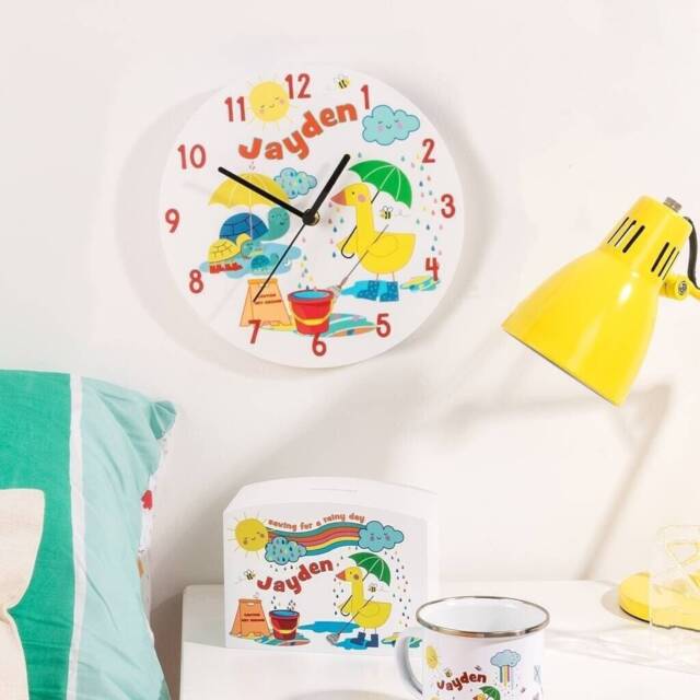 Children's Playroom Cartoon Animals Playtime Personalised Wall Clock - image 1