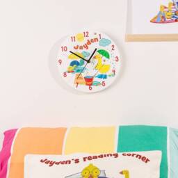 Children's Playroom Cartoon Animals Playtime Personalised Wall Clock - thumbnail 3
