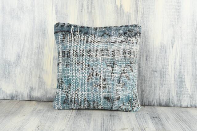 Handwoven Turkish Kilim Pillow Cover Vintage Boho Decor - 14x14 - image 1