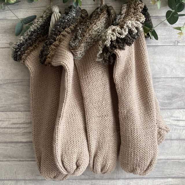 Neutral Hand Knitted Christmas Stockings Set Modern Farmhouse Holiday Decor - image 1