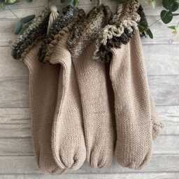 Neutral Hand Knitted Christmas Stockings Set Modern Farmhouse Holiday Decor - thumbnail 1