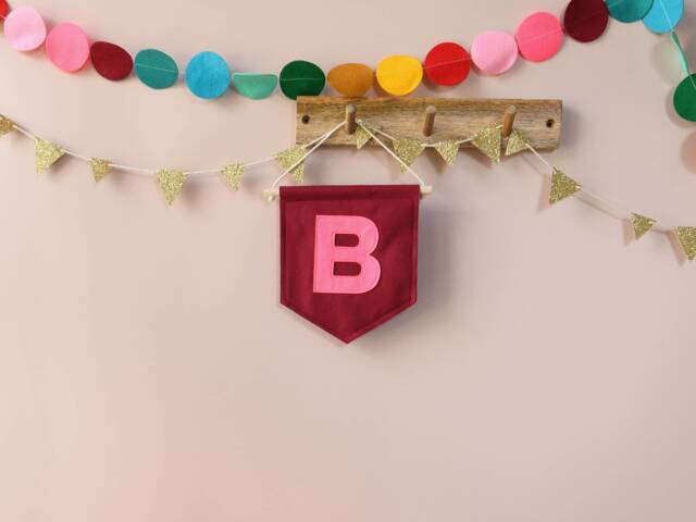 Mini Felt Initial Banner Letter Nursery Wall Decor Kids Room Pennant - image 1
