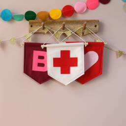 Mini Felt Initial Banner Letter Nursery Wall Decor Kids Room Pennant - thumbnail 3