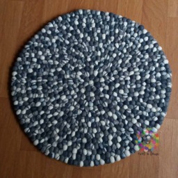 Round Felt Ball Rug, Grey Tone Wool, Pebble Nursery Rug - thumbnail 4