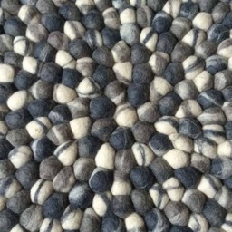 Round Felt Ball Rug, Grey Tone Wool, Pebble Nursery Rug - thumbnail 3