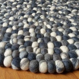 Round Felt Ball Rug, Grey Tone Wool, Pebble Nursery Rug - thumbnail 2