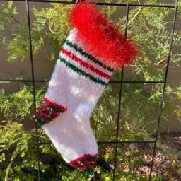 Peppermint Stripe Knit Christmas Stockings, Red, White & Green Holiday Decor - thumbnail 2