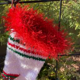 Peppermint Stripe Knit Christmas Stockings, Red, White & Green Holiday Decor - thumbnail 3