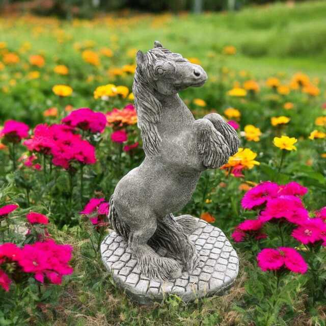 Concrete Rearing Horse Statue Stone Equestrian Figure Cement Animal Sculpture Outdoor Garden Decoration Yard Ornament Horse Lover Gift - image 1