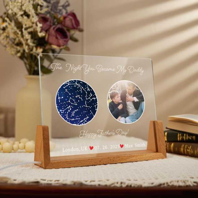 The Day You Became My Daddy, Personalized Dad Photo Night Light With Star Map, Fathers Day Gifts, Gift For Husband, First Father's - image 1