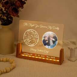 The Day You Became My Daddy, Personalized Dad Photo Night Light With Star Map, Fathers Day Gifts, Gift For Husband, First Father's - thumbnail 3