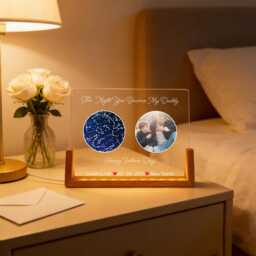 The Day You Became My Daddy, Personalized Dad Photo Night Light With Star Map, Fathers Day Gifts, Gift For Husband, First Father's - thumbnail 2