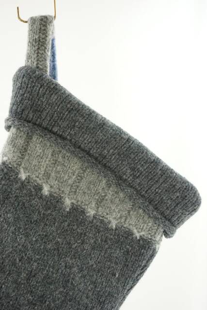 Christmas Stocking Wool Felt Steel Grey Denim Repurposed Winter Sweater Recycled Upcycled 344 - image 1