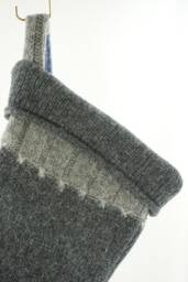 Christmas Stocking Wool Felt Steel Grey Denim Repurposed Winter Sweater Recycled Upcycled 344