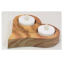 Handmade Camphor Wood Heart Tea Light Holder Valentine's Gift - thumbnail 2