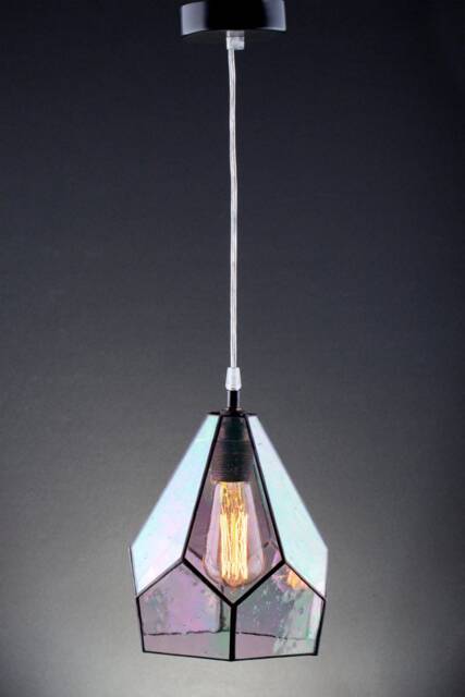 Handmade Rainbow Glass Pendant Light Terrarium Style Edison Lamp - image 1