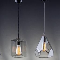 Handmade Rainbow Glass Pendant Light Terrarium Style Edison Lamp - thumbnail 2