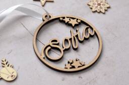 Personalized Wooden Christmas Decoration. Wooden Decoration With First Name. Ornament. Tree