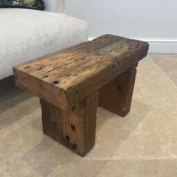 The Blockley - Reclaimed Pine Bench Handmade Rustic Wooden Stool, Solid Wood Side Table Or Seat - thumbnail 2