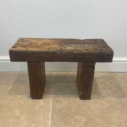 The Blockley - Reclaimed Pine Bench Handmade Rustic Wooden Stool, Solid Wood Side Table Or Seat - thumbnail 4