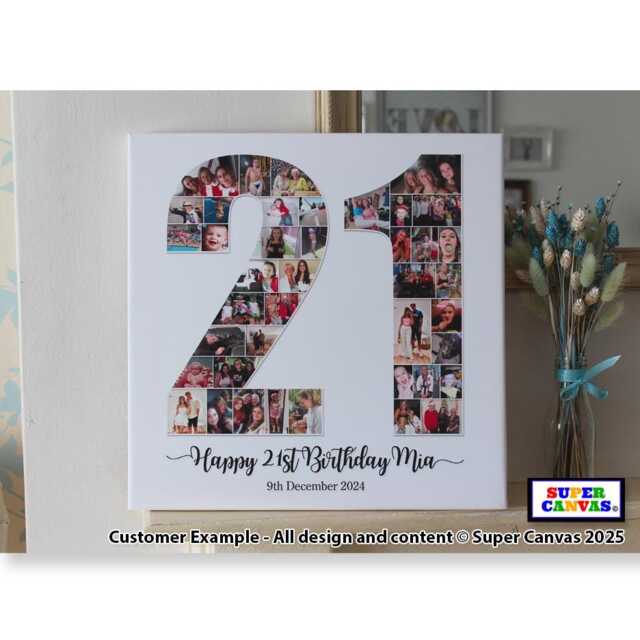 Happy 21st Birthday Daughter Sister Son Brother Girlfriend Custom Photo Collage Party Display Board Framed Canvas Print Gift - image 1