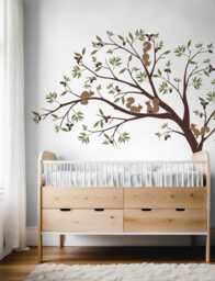 Squirrel Tree Wall Decals Woodland Nursery Decor, Removable Stickers