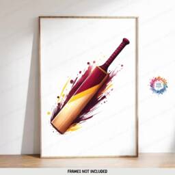 Personalised Cricket Print - Set Of 3 Posters - Boys Bedroom Decor Kids Room Wall Art Burgundy Cricketer Artwork Custom Teen Gifts - thumbnail 3