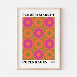 Flower Market Print, Retro 70S Print Poster, Aesthetic Floral Copenhagen Power Art - thumbnail 2