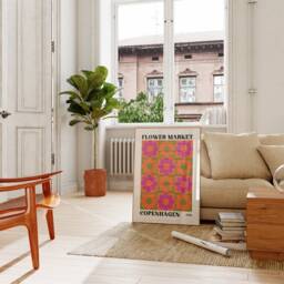 Flower Market Print, Retro 70S Print Poster, Aesthetic Floral Copenhagen Power Art - thumbnail 3