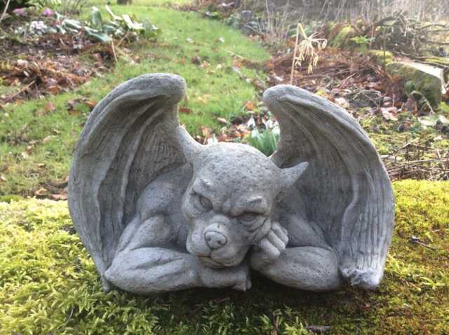 Reconstituted Stone Garden Wall Goblin Ornament - image 1