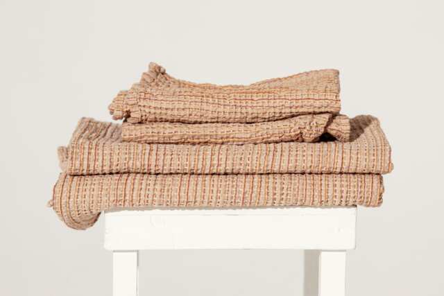 4-Towel Set - Of 2 Hand & Bath Towels - Various Colours Waffle Linen Cotton Natural Towel Of 4 - image 1