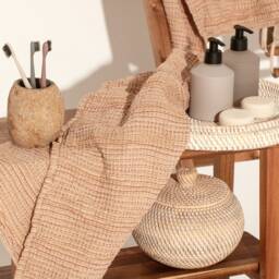 4-Towel Set - Of 2 Hand & Bath Towels - Various Colours Waffle Linen Cotton Natural Towel Of 4 - thumbnail 2