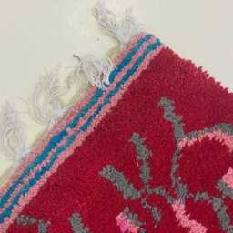 Handmade Pink Berber Rug Authentic Moroccan Shag Wool Carpet - thumbnail 3