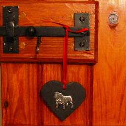 English Bulldog Slate Heart Ornament, Dog Christmas Decoration, Holiday Decor - thumbnail 4
