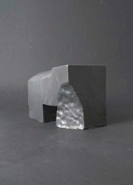Minimalist Black Ceramic Sculpture Modern Brutalist Home Decor - image 1