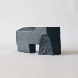 Minimalist Black Ceramic Sculpture Modern Brutalist Home Decor - thumbnail 2