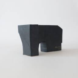 Minimalist Black Ceramic Sculpture Modern Brutalist Home Decor - thumbnail 3