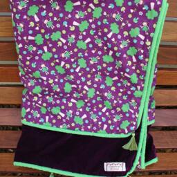 Purple Velvet Fairy Pillow, Lime Green Trim, Girls Bedroom Decor - thumbnail 4