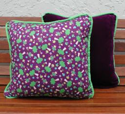Purple Velvet Fairy Pillow, Lime Green Trim, Girls Bedroom Decor