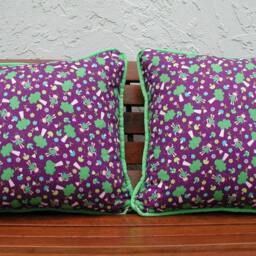 Purple Velvet Fairy Pillow, Lime Green Trim, Girls Bedroom Decor - thumbnail 2