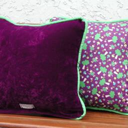 Purple Velvet Fairy Pillow, Lime Green Trim, Girls Bedroom Decor - thumbnail 3