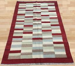 Handwoven Afghan Kilim Rug, Bohemian Flat Weave - 181 cm X 119 cm - thumbnail 3